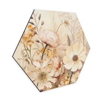 Wanddecoratie Vintage bloesems in de wei - Lola Peacock - aluminium dibond 