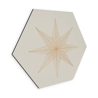 Wanddecoratie Geometrische gouden ster - Magnusson - Alu-Dibond 