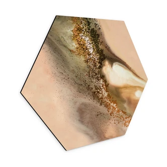 Hexagon Wandbild Farben der Erde: Fließende Komposition - Meikle - Alu-Dibond 
