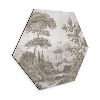 Wanddecoratie Landschap met tuinlandschap in beige - Ms Tiff - Alu-Dibond 