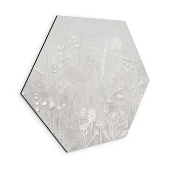 Wanddecoratie in wit met zeshoekig design - Ms Tiff - Alu-Dibond 