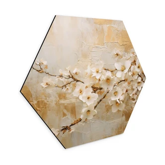 Hexagon Dibond Tak bloemen op vintage goud - Paksoylu 