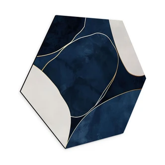 Hexagon Dibond Geometrisch evenwicht in blauw en wit - Paksoylu 