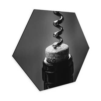 Hexagon Wandbild Wein mit Korkenzieher - Pictufy Studio - Alu-Dibond 