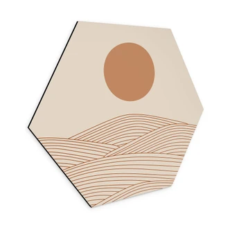 Hexagon Dibond Zonsopgang boven de abstracte woestijn - Playell 