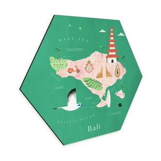 Hexagone - alu-Dibond Carte de Bali - Rivers 