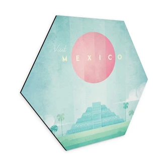 Hexagon Wandbild Tempel von Kukulcán in Chichén Itzá - Rivers - Alu-Dibond 