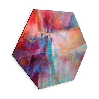 Hexagon Wall Art Gentle color mist in motion - Schmucker - Alu-Dibond 