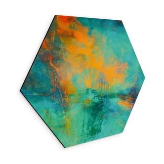 Wanddecoratie turquoise aurora borealis - Schmucker - Alu-Dibond 