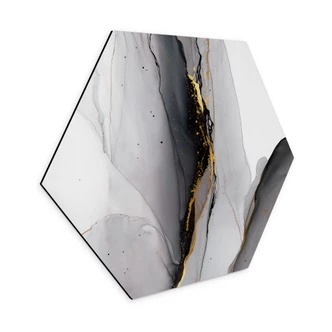 Wanddecoratie abstracte compositie in goud en grijs - Shelest - Alu-Dibond 