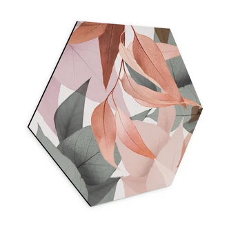 Hexagon Dibond Kleurrijke eucalyptusbladeren - Sisi & Seb 