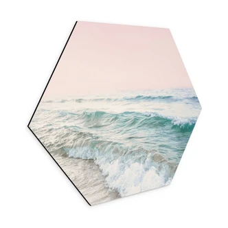 Hexagon Dibond Roze lucht boven zee - Sisi & Seb 