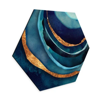 Hexagon - Alu-Dibond SpaceFrog Designs - Blau und Gold Hexagon - Alu-Dibond SpaceFrog Designs - Blau und Gold