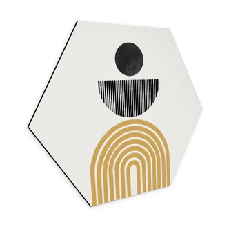 Hexagon Dibond Abstract composition with circle and semi-circle - The Miuus Studio 