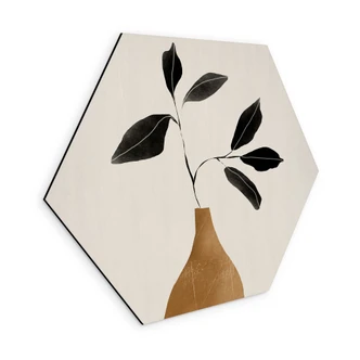 Wanddecoratie tak in gouden vaas - ThingDesign - Aluminium dibond 