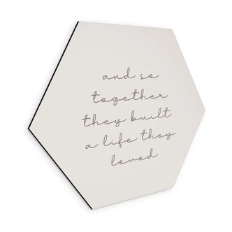 Sekskantet Billede med kærlighedscitat - Sammen - Alu-Dibond 