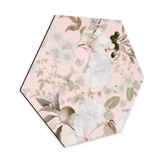 Hexagon Dibond Boho illustratie met bloemen en fruit - UN Designs 