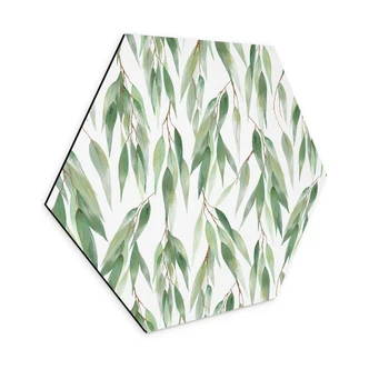 Hexagon Dibond Takken met groene bladeren - UN Designs 