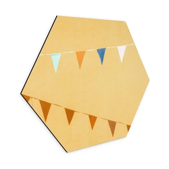 Hexagon Dibond Zwart - Mexicaanse Vlaggen 