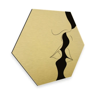 Hexagon - Alu-Dibond-Goldeffekt Nordic Creators - White Kiss 