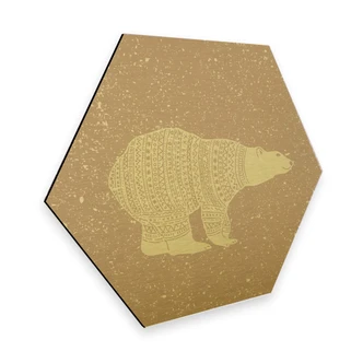Hexagon - Alu-Dibond goud effect - Ijsberen 