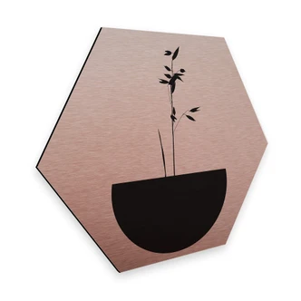 Hexagon Alu-Dibond Kopereffect - Kubistika - Abstract Flower 