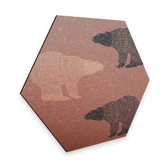 Hexagon - Alu-Dibond koper effect - Ijsberen 
