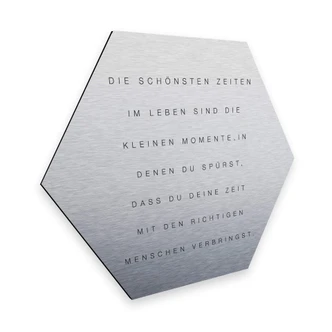 Hexagon - Alu-Dibond-Silbereffekt - Die schönsten Zeiten 