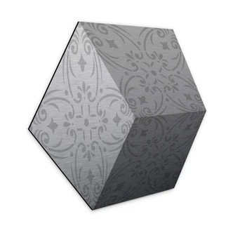 3D Hexagon - Alu-Dibond Silber Muster 