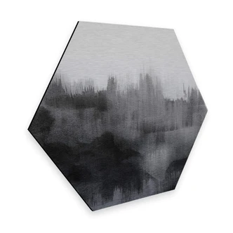 Hexagon Alu-Dibond Zilvereffect - Nouveauprints - Watercolour Brush Strokes 
