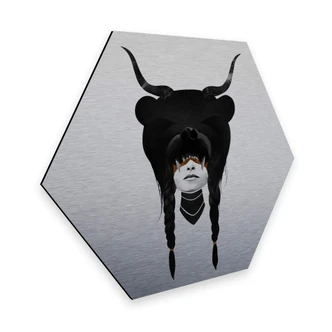 Hexagon Alu-Dibond Zilvereffect Ireland - Bear Warrior 