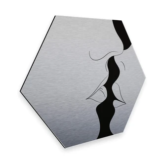 Hexagon - Alu-Dibond-Silbereffekt Nordic Creators - White Kiss 