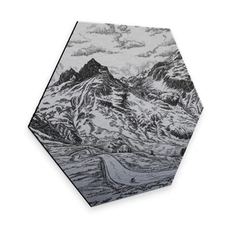 Hexagon - Alu-Dibond-Zilvereffect Sparshott - Col du Glandon 