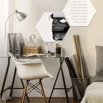 Hexagon - Alu-Dibond - Was du heute kannst besorgen... (2er Set) Hexagon - Alu-Dibond - Was du heute kannst besorgen... (2er Set)