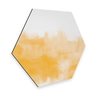Hexagon Dibond Nouveauprints - Watercolour Brush Strokes geel 