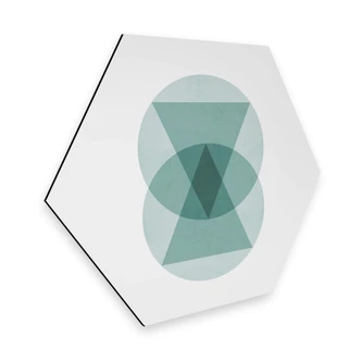 Hexagon Dibond Nouveauprints - Circles & Triangles - aqua 