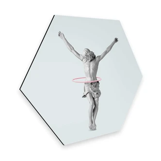 Hexagon Dibond Loose - Hoepelende Jezus 