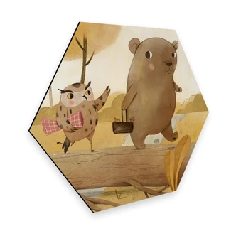 Hexagon Dibond Loske - Picknick in de Herfst 