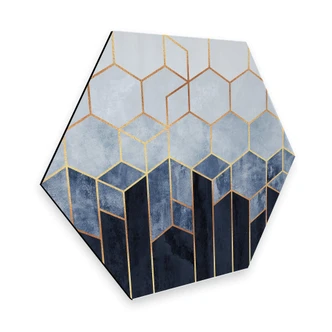 Hexagon Dibond Fredriksson - Blauw Witte Hexagons 