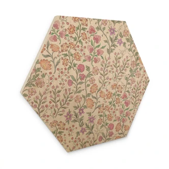 Hexagon Holzbild Wiesenblumen Vintage - Beige - Bloomery Decor Hexagon Holzbild Wiesenblumen Vintage - Beige - Bloomery Decor