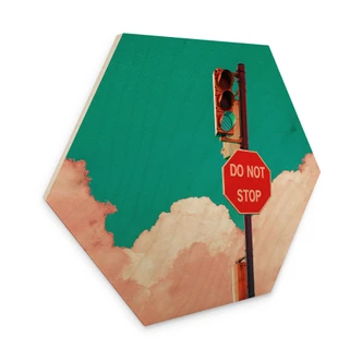 Hexagon Hout Do Not Stop - Bord voor turquoise blauwe lucht - CosmoZach 
