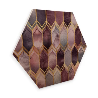 Hexagon - Holz Birke-Furnier Fredriksson - Glasmalerei: Rosé und Gold Hexagon - Holz Birke-Furnier Fredriksson - Glasmalerei: Rosé und Gold