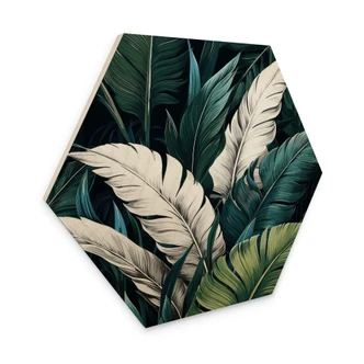 Hexagon Wood Colourful palm leaves - Jaszke 