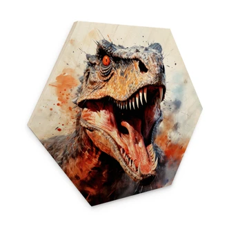 Zeshoekige houten foto T-Rex: Het wilde gezicht van de prehistorie - Jaszke Zeshoekige houten foto T-Rex: Het wilde gezicht van de prehistorie - Jaszke