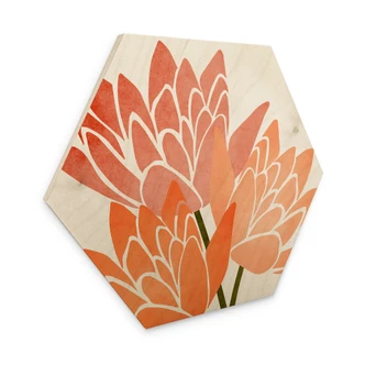 Sekskantet træ Farverige lotusblomster - Kubistika Sekskantet træ Farverige lotusblomster - Kubistika