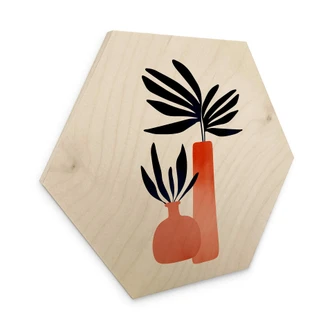Holzbild Kubistika - Märchenpflanzen - Hexagon 