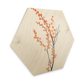 Sekskantet træ Ferskenfarvede kirsebærblomster - Kubistika Sekskantet træ Ferskenfarvede kirsebærblomster - Kubistika