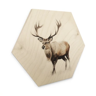 Sekskantet Billede af træ hjort i hvid vinter - Magnusson 