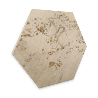 Hexagon Holzbild Elegante Kiefer im asiatischen Stil - Ms Tiff 