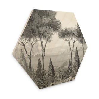 Hexagon Holzbild Idyllische Pflanzenlandschaft - Ms Tiff 